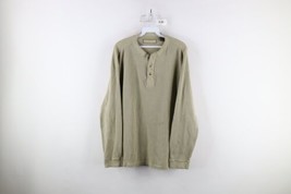Vtg 90s Streetwear Mens XL Distressed Thermal Waffle Knit Henley T-Shirt Beige - £34.99 GBP