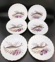 Lot 6 Small Side Bowls Purple Fish Porcelain Serving Plate Hand Painted - £58.38 GBP