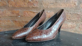 PRADA ,vintage old women&#39;s shoes with heels,brown cow leather Italian - $88.11