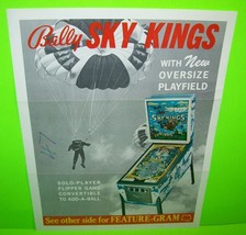 Sky Kings Pinball Flyer Original 1974 Retro Game Artwork Sheet Sky Jump Diving - £40.96 GBP