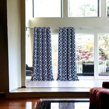 84&quot; Navy Blue Trellis Black Out Window Curtain Panel - $3,073.78 MXN