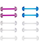 CrazyPiercing 5Pair Acrylic Tongue Rings 14G Flexible Glitter Half Ball ... - $357.28 MXN