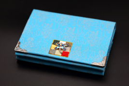 Korean Hanbok Fabric Business Card Case Sky Blue Dragonfly - $29.99