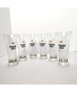 Set of 6 Vintage Tuborg Gold Pilsner Beer Glasses Barware Logo 7" - $39.89
