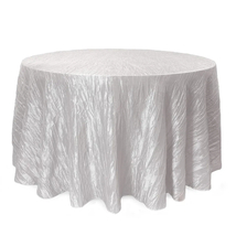 White Crinkle Taffeta Tablecloth 120 inch Round for Round Tables - £56.35 GBP