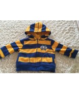 Babies R Us Boys Yellow Blue Striped Ski Bear Fleece Hoodie Jacket 0-3 M... - $7.32 CAD