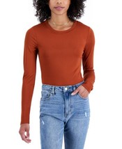 MSRP $24 Just Polly Juniors&#39; Crewneck Long-Sleeve Bodysuit Cinnamon Size Medium - £12.98 GBP