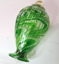 Hummingbird Feeder Green Swirl Art Glass Blown Vintage Nectar feeder - $29.65