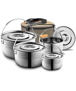 Camping Cookware Set - Compact Stainless Steel Campfire Cooking Pots And... - $103.99