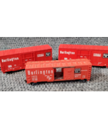 (3) Burlington Train Cars Red Bachmann Mantua CB&amp;Q 19820 Box Car Lot - $28.05