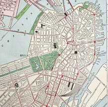 Boston Massachusetts Map Lithograph 1909 Hammond Art Print United States LGADMap - £32.68 GBP