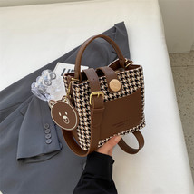 European And American Fashion Houndstooth Woolen Small Bucket Bag 2023 Autumn An - £26.94 GBP