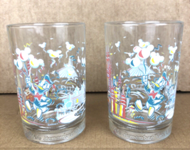 Vintage Walt Disney World 25th Anniversary Glass Set of 2 Donald Duck Space Mtn - $19.00