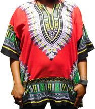 Womens RED Dashiki Shirt African Blouse Top Rap Rapper ~ FAST SHIPPING - £9.34 GBP