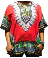 Womens RED Dashiki Shirt African Blouse Top Rap Rapper ~ FAST SHIPPING - £9.34 GBP