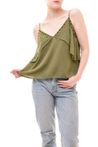 KEEPSAKE Womens Top Morning Rain Elegant Stylish Sleeveless Olive Size S - £34.16 GBP