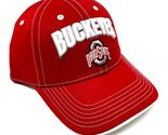 Captain Ohio State Buckeyes Text Logo Red Curved Bill Adjustable Hat - £17.78 GBP