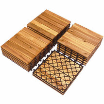 27 Pieces Acacia Wood Interlocking Patio Deck Tile - Color: Natural - $2,682.34 MXN