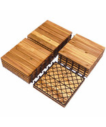 27 Pieces Acacia Wood Interlocking Patio Deck Tile - Color: Natural - $2,682.34 MXN