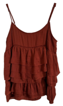 Who What Wear Women&#39;s Blouse Top Tiered Adjustable Spaghetti Strap Size S Brown - £9.48 GBP