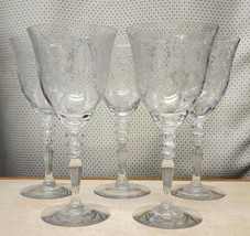 5 Vintage RARE Etched Duncan Miller ADORATION 7 5/8&quot; WINE Glasses - £76.34 GBP