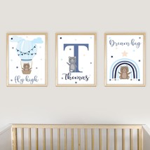 Personalized Nursery Room Posters With Bears, Unframed Posters Set For K... - $14.90
