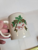 Vintage Coffee Mug Sango Stoneware Jingle Bells Christmas 1980s 1989 Xmas VTG - £10.97 GBP