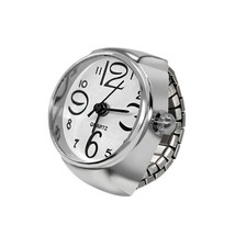 WATCH RING Finger Stretch Band Chrome Time Jewelry NEW Large Number Whit... - $133.80 MXN