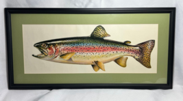 Vtg Rainbow Trout Fresh Water P &amp; P  Fish Poster Label Crate Framed And ... - $49.95