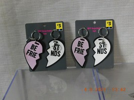 BFF Shared Heart Key Chain or Clip On Backpack Set 2 Piece - £1.56 GBP