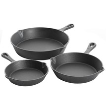 Gibson Home Brickstone 3 Piece Pre-Seasoned Cast Iron Skillet Set in Black - $68.34