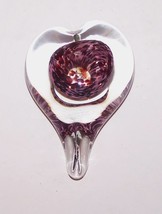 Lovely Art Glass Heart Pink &amp; Burgundy Paperweight - £20.18 GBP