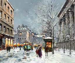 Giclee Art  Snowy day Paris street view painting art HD printed on canvas - £6.75 GBP+