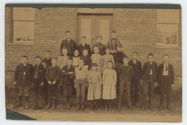 Antique c1900s Mounted Photo Group of School Children Outside School Building - £12.41 GBP