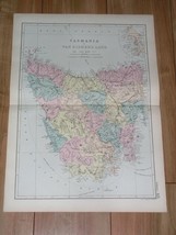 1891 Antique Map Of Van Diemen&#39;s Land / Tasmania / Hobart / Australia - £30.06 GBP