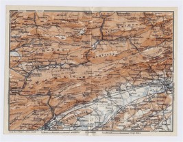 1911 Original Antique Map Of Vicinity Of Solothurn Biel Bueren Alps Switzerland - £17.19 GBP