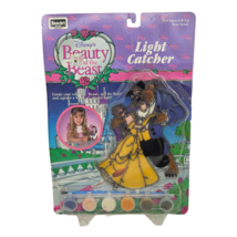 VINTAGE 1992 ROSE ART BEAUTY &amp; THE BEAST LIGHT CATCHER SUNCATCHER PAINT ... - $351.27 MXN