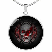 Skull Death Circle Necklace Stainless Steel or 18k Gold 18-22&quot; - £33.83 GBP+