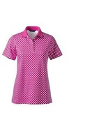 Lands End Women&#39;s Detailed Collar Pima Polo Rich Magenta Dots New - $378.80 MXN