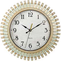 Retro Wall Clock, 12 Inch Silent Non-Ticking Clock, Aqua Battery Operated Quartz - £19.08 GBP