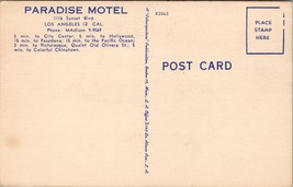 Paradise Motel Los Angeles CA Postcard PC468 - £3.98 GBP