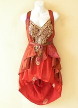 B108 Reversible Vintage Silk Magic 20" Mini Wrap Skirt Halter Tube Top +... - $39.90