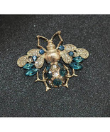 3.20Ct Marquise Cut Simulated London Blue Topaz Brooch Pin Gold Plated92... - $257.25 CAD