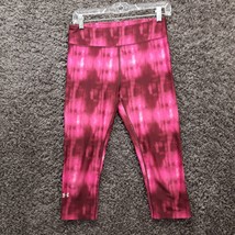 Under Armour Leggings Women Medium Pink Tie Dye Compression Cropped Heat... - $13.44