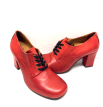 MIZ MOOZ WOMEN&#39;S  LEATHER LACE UP  HEELED SHOES RED 37EU / 7US  # X-40 - $113.85