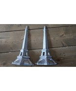 Vintage Cast Polished Aluminum Eiffel Tower Bookends 10.25 inches - £28.15 GBP