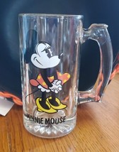 Vtg Minnie Mouse Handled Clear Glass Stein Mug Walt Disney Productions P... - $11.44