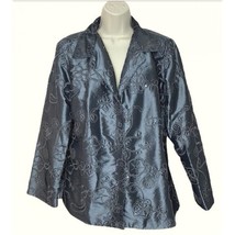 NWT Susan Graver Metallic Blue Dressy Jacket Soutache Embroidery Sequins M - £27.96 GBP