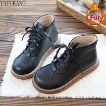 Oots female british style short boots retro thick sole plus velvet ankle boots literary thumb200