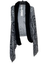 Chicos Women Paisley Print Removable Faux Fur Wrap Open Front Gray One Size NWT - £38.94 GBP